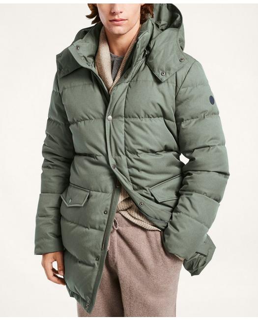 Brooks Brothers Men's Quilted Down Parka Jacket Olive