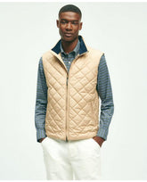 Brooks Brothers Men's Water Repellent Diamond Quilted Vest Light Beige