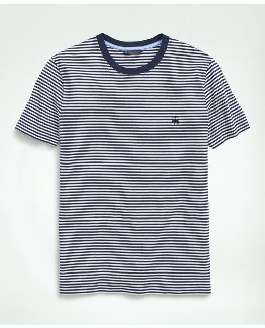 Brooks Brothers Men's Cotton Feeder Stripe T-Shirt Navy