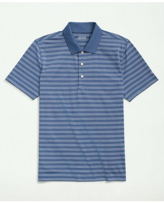 Brooks Brothers Men's Striped Golf Polo Blue/White