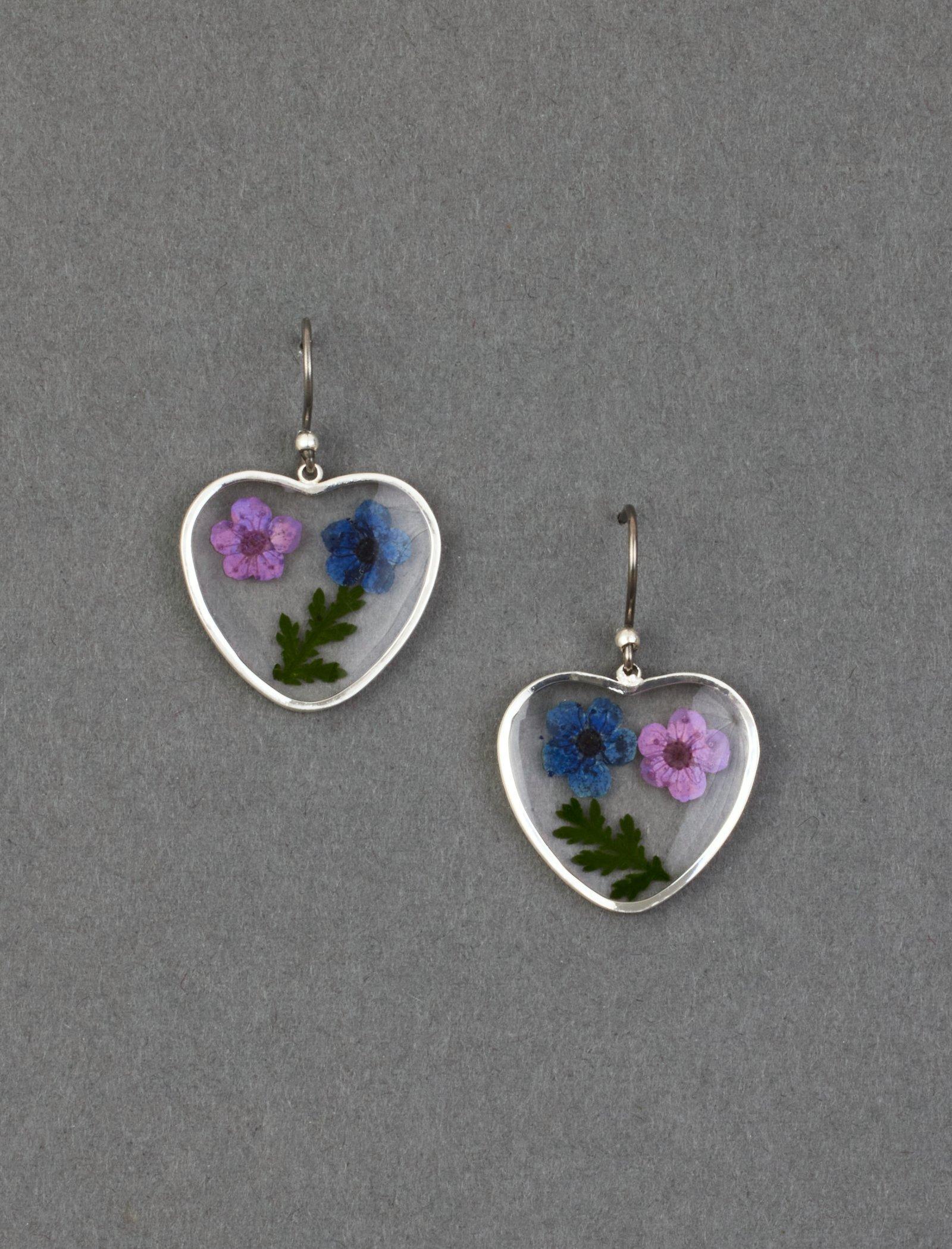 Lucky Brand Dried Flower Heart Drop Earring Silver