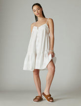 Lucky Brand Drop Waist Embroidered Mini Dress White