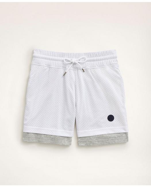 Brooks Brothers Men's Layered Gym Shorts White