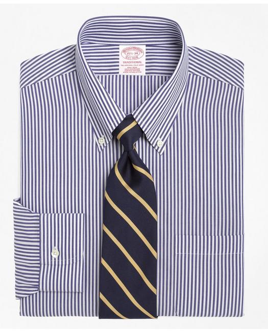 Brooks Brothers Men's Traditional Extra-Relaxed-Fit Dress Shirt Blue/White