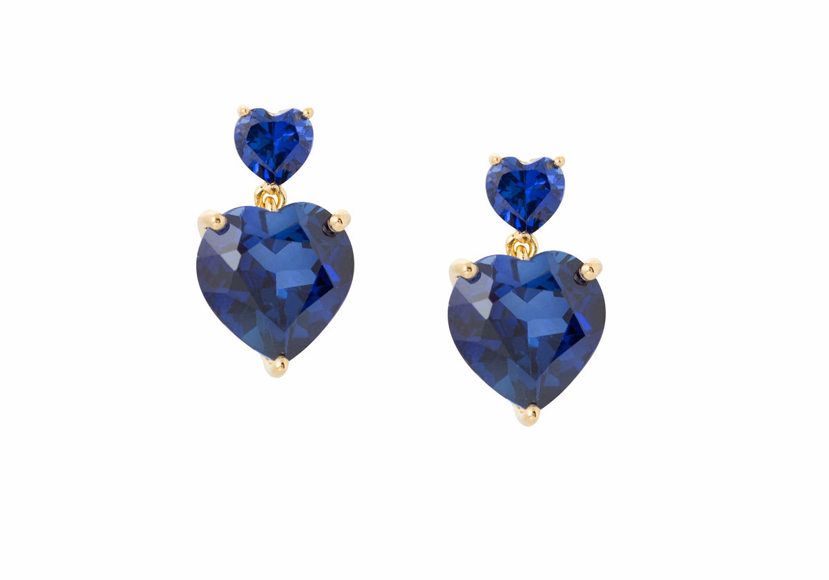 Judith Leiber Couture Heart Drop Earrings Blue