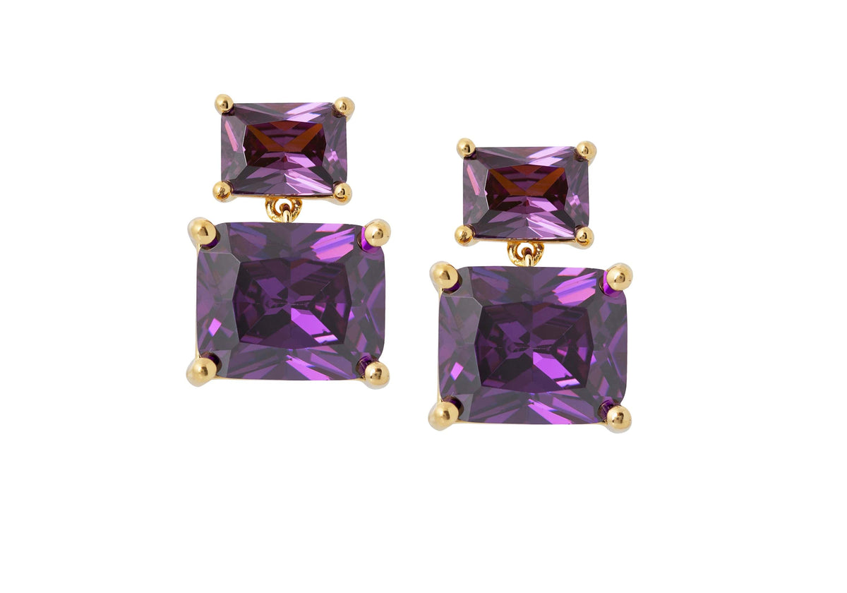 Judith Leiber Couture Rectangle Drop Earrings Purple