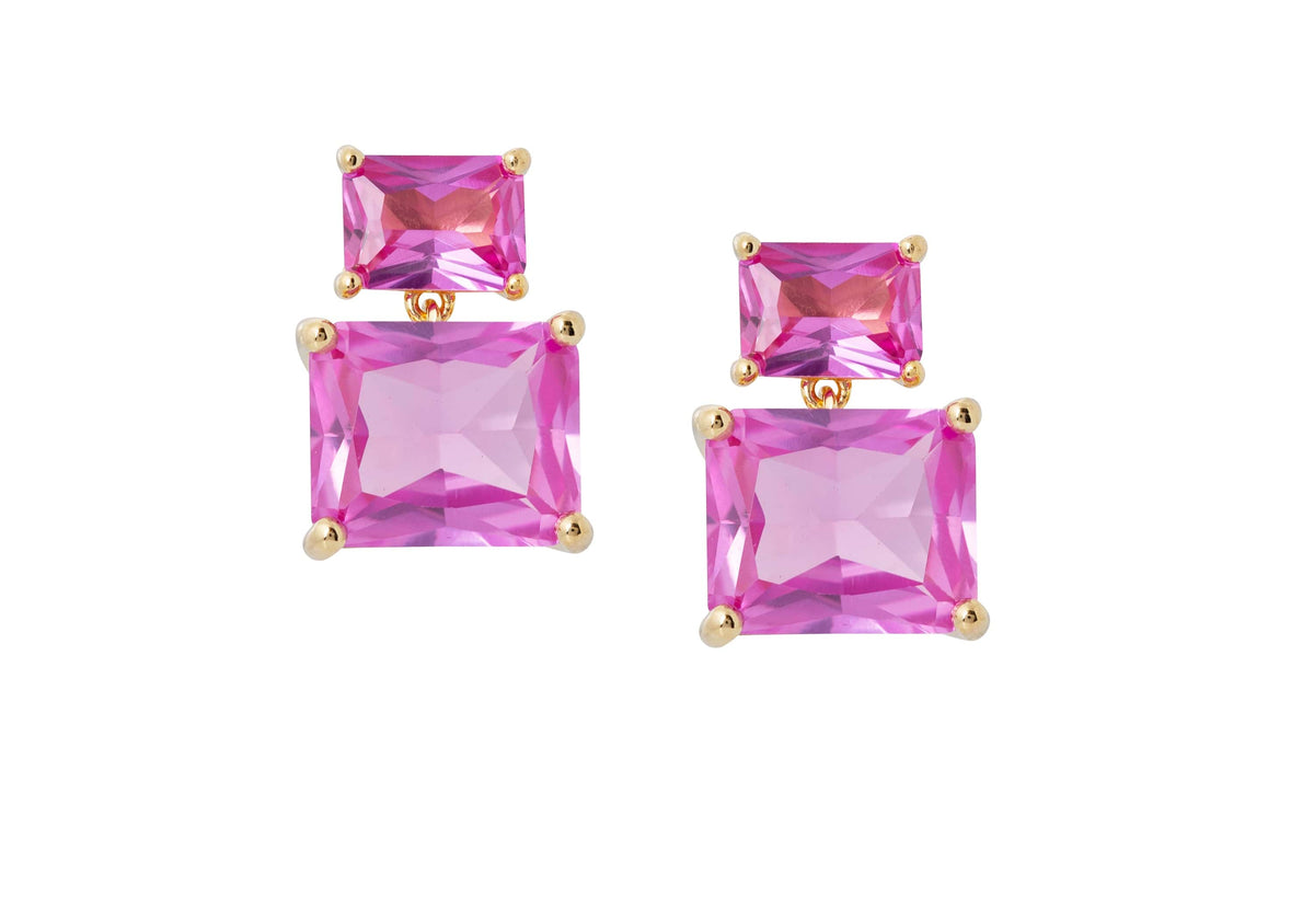 Judith Leiber Couture Rectangle Drop Earrings Pink