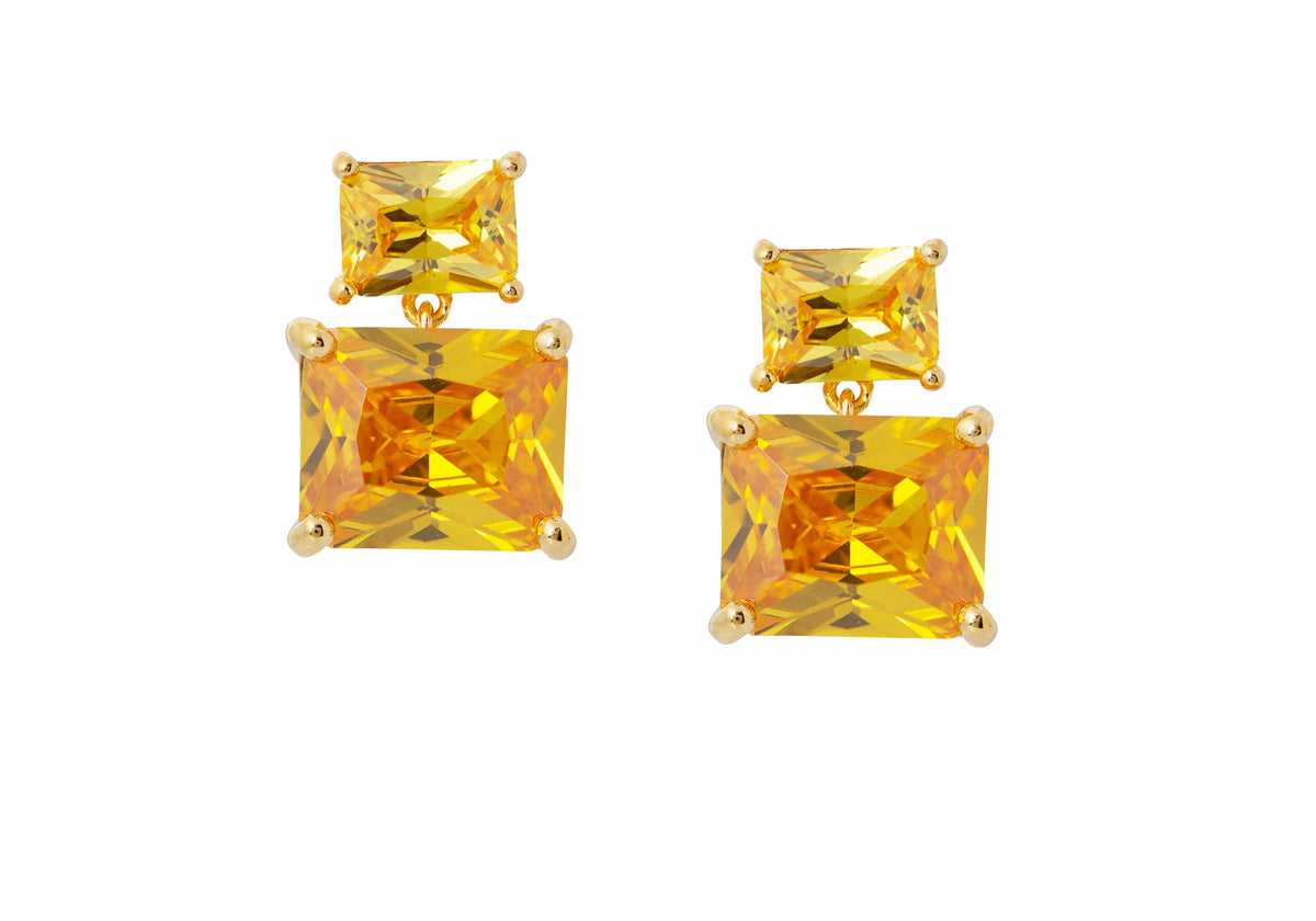 Judith Leiber Couture Rectangle Drop Earrings Yellow