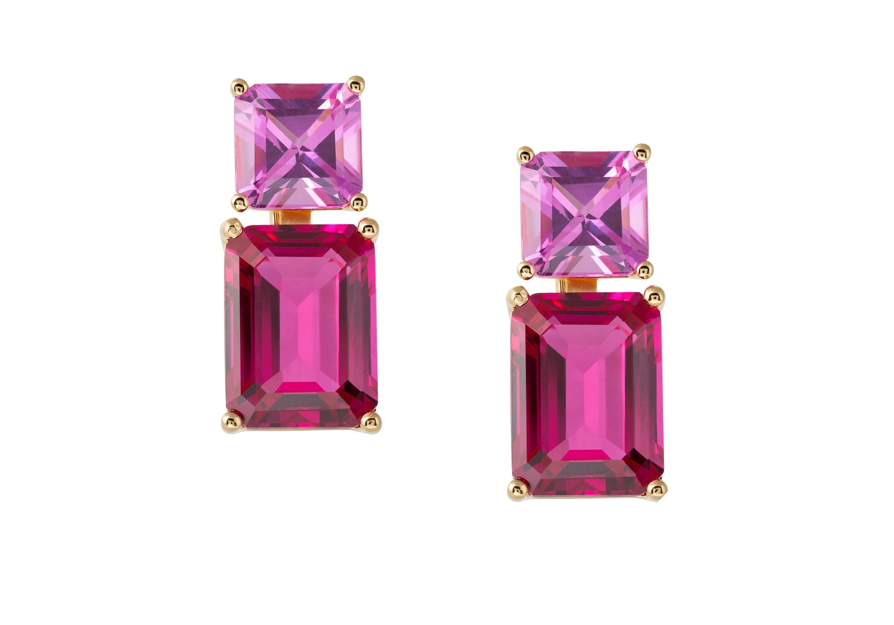 Judith Leiber Couture Rectangle Two Tone Pink Drop Earrings