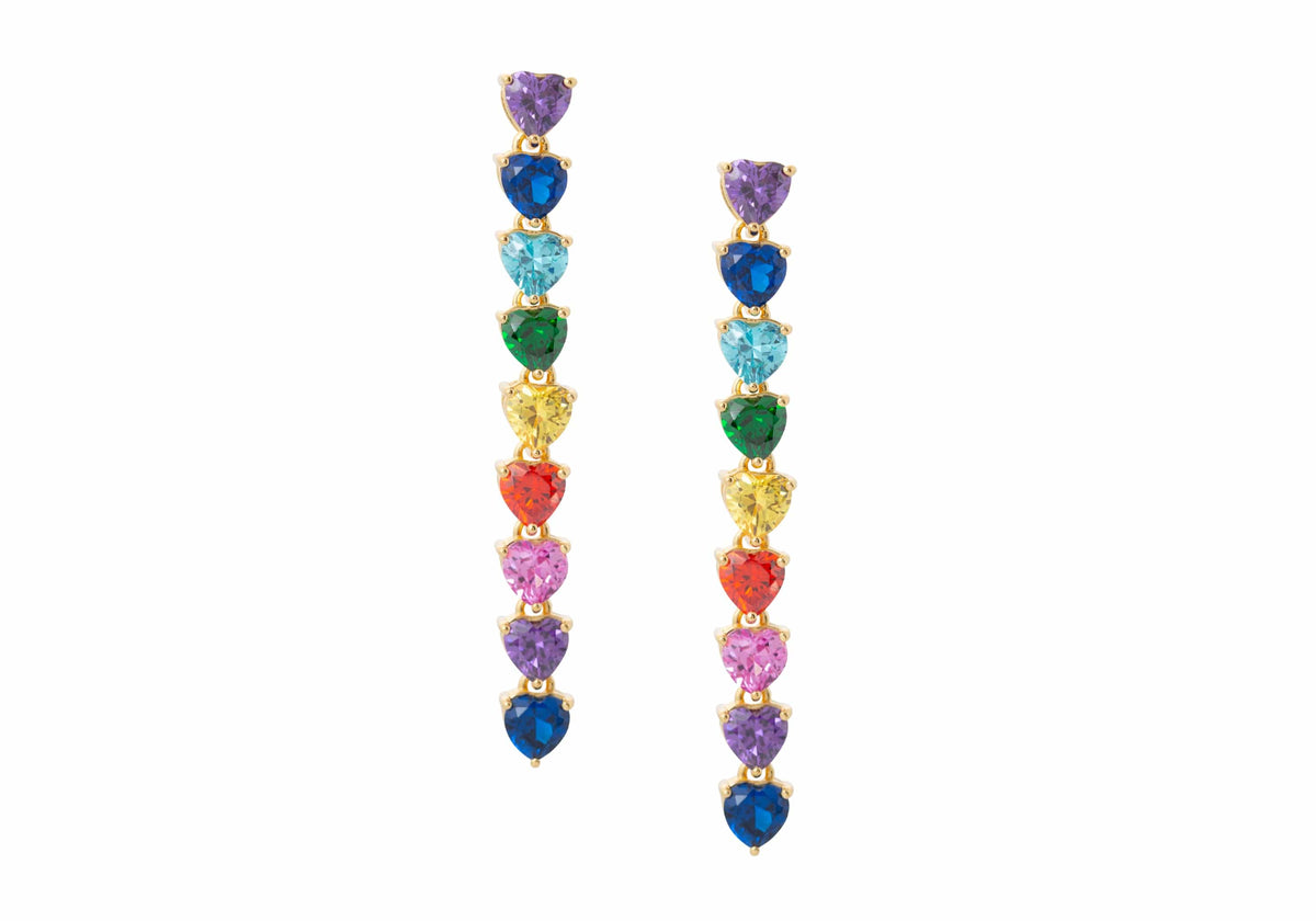 Judith Leiber Couture Rainbow Heart Drop Earrings