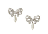 Judith Leiber Couture Bow Pearl Drop Earrings