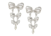 Judith Leiber Couture Bow Pearl Chandelier Earrings