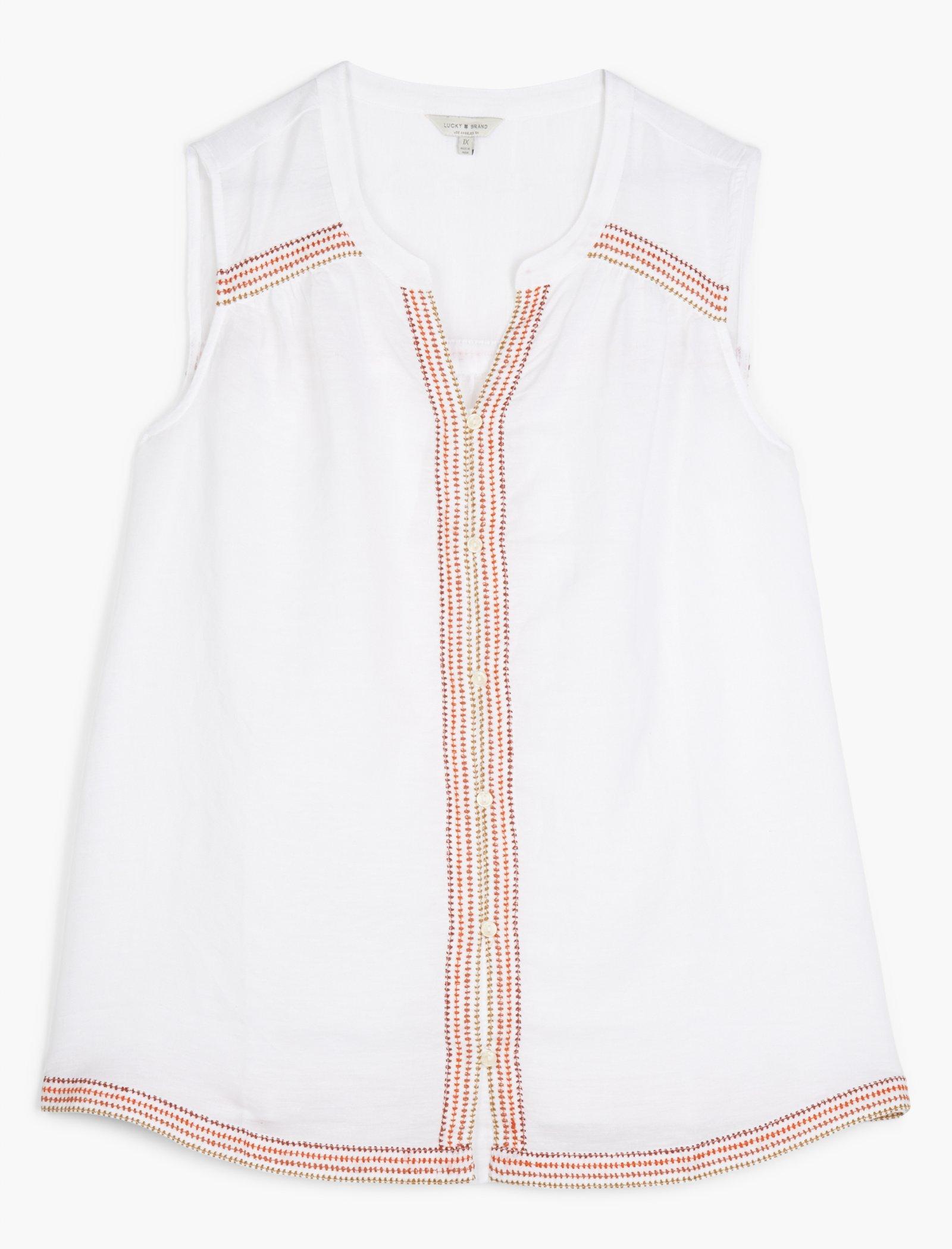 Lucky Brand Embroidered Tank Lucky White