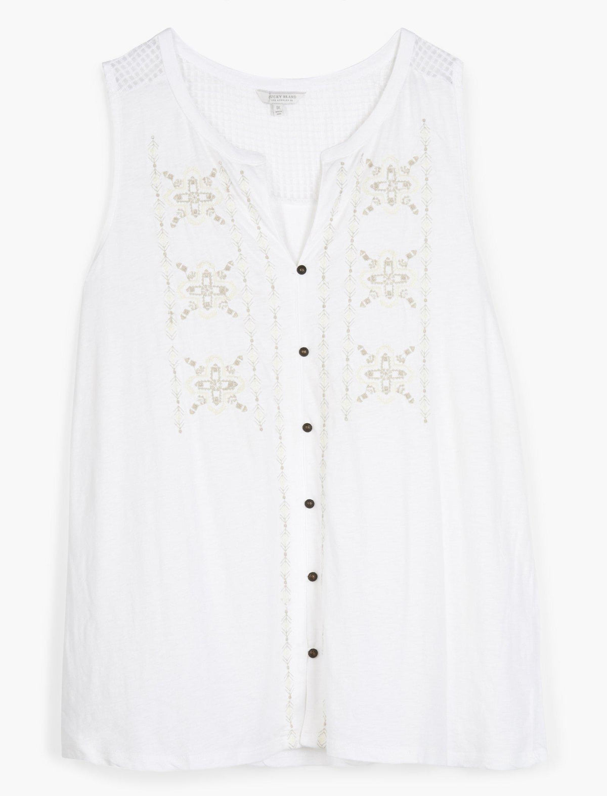 Lucky Brand Embroidered Tank Bright White