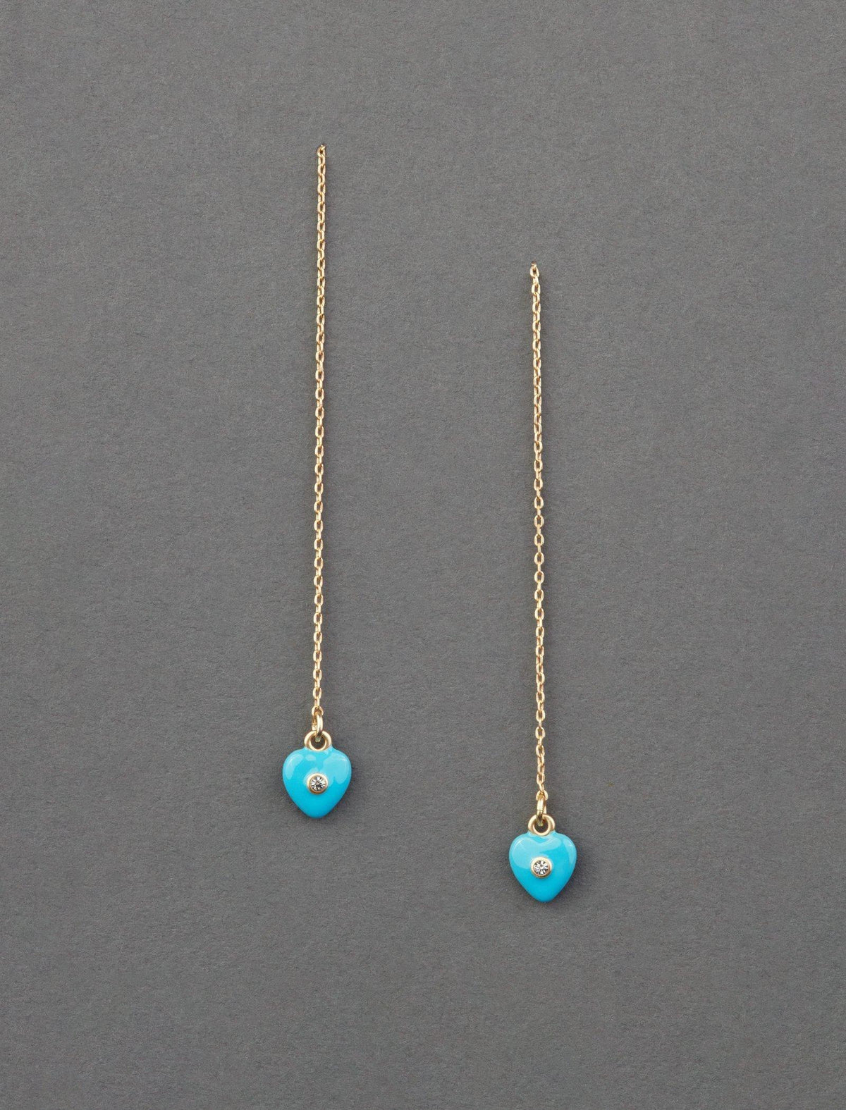 Lucky Brand Enamel Heart Threader Earring Gold