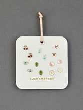 Lucky Brand Enamel Mint Leather Stud Set Two Tone