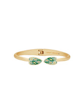 Lucky Brand Enamel Monstera Hinge Cuff Gold