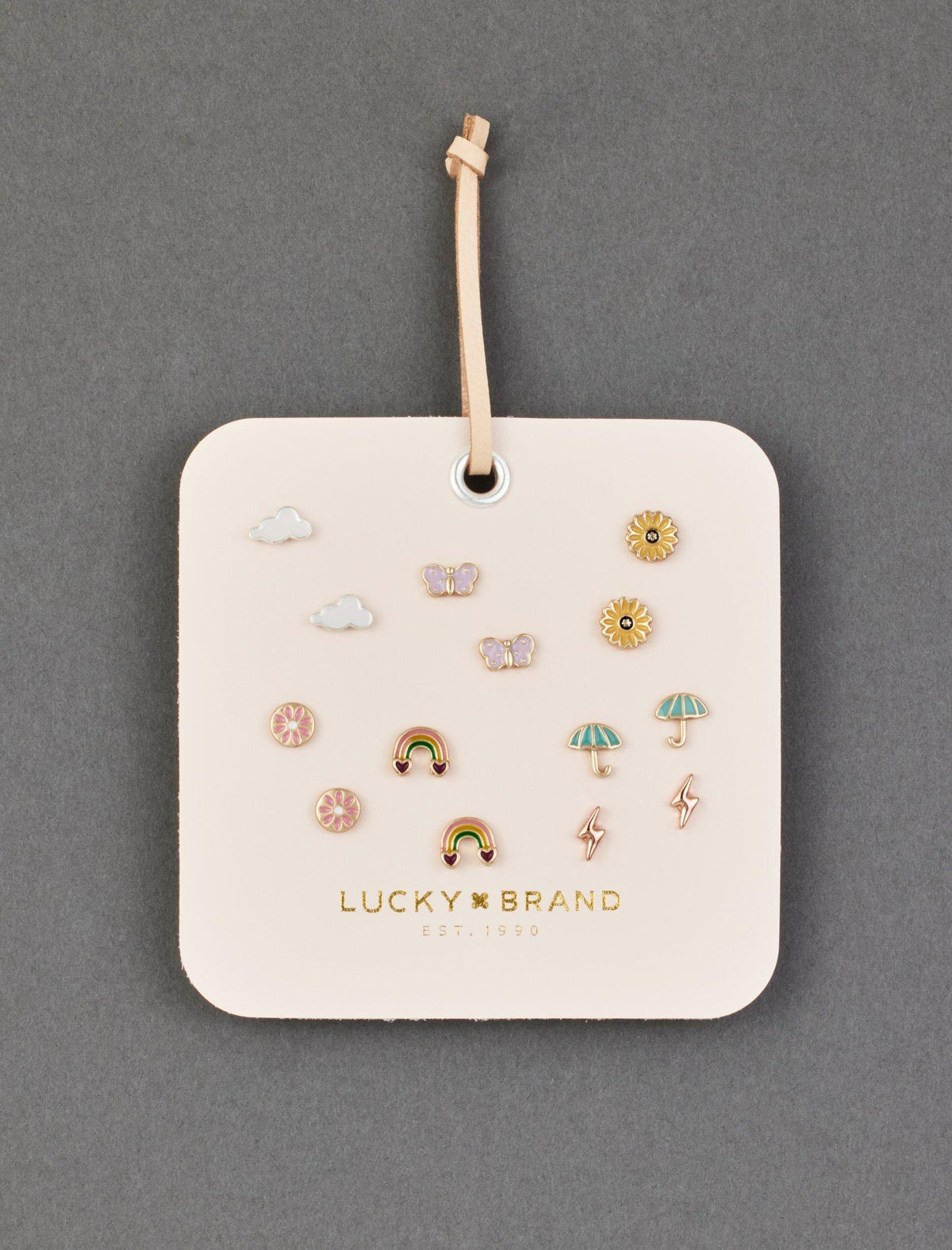 Lucky Brand Enamel Pink Leather Stud Set Two Tone