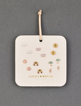 Lucky Brand Enamel Pink Leather Stud Set Two Tone