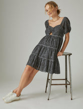 Lucky Brand Eyelet Mini Dress Washed Black