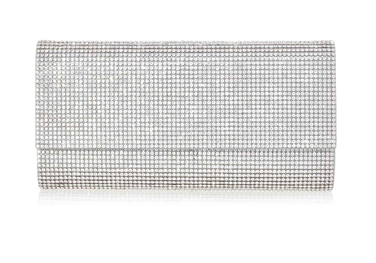 Judith Leiber Couture Perry Crystal Clutch Silver