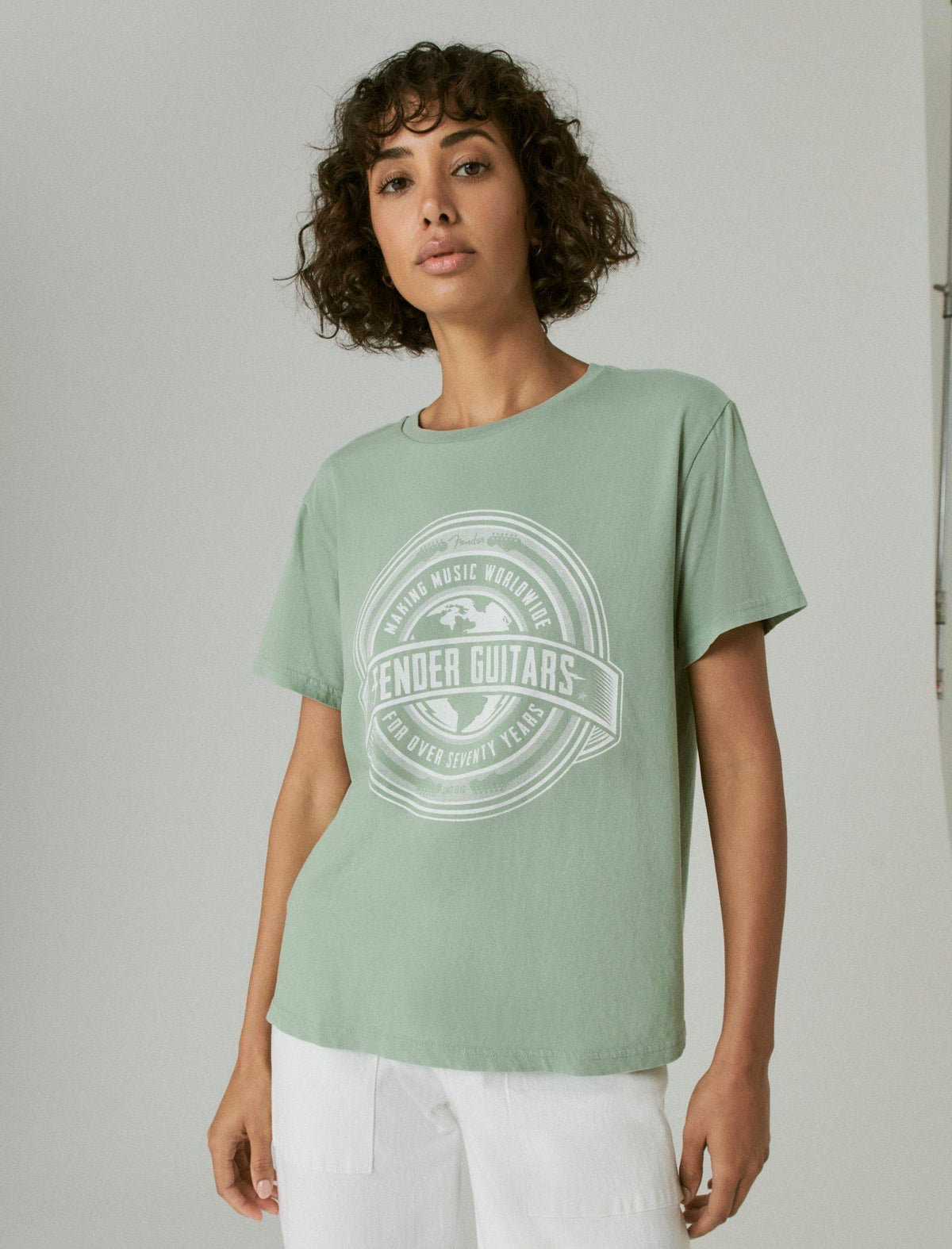 Lucky Brand Fender Globe Boyfriend Tee Green Bay