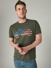 Lucky Brand Flag Bike Tee - Men's Clothing Tops Shirts Tee Graphic T Shirts Jet Black