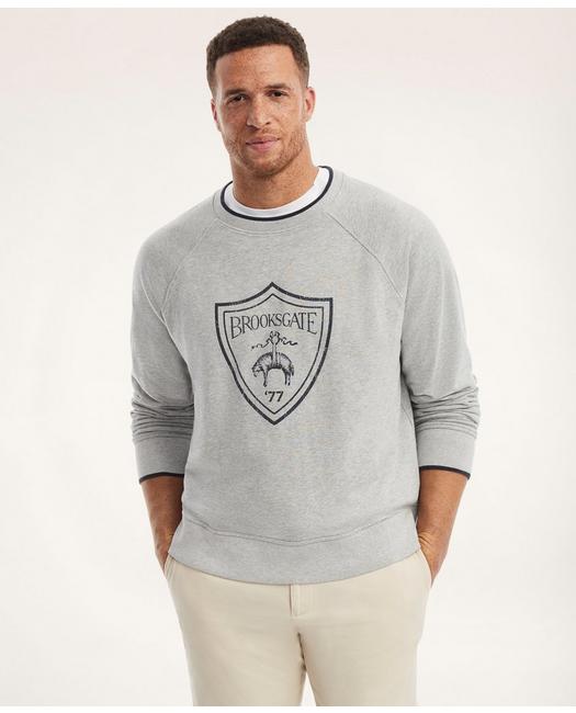 Brooks Brothers Men's Big & Tall Cotton French Terry Graphic Sweatshirt Grey