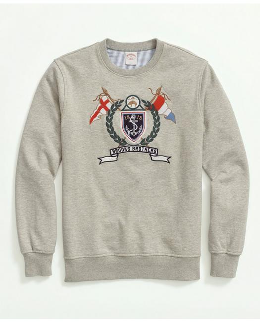 Brooks Brothers Men's French Terry Crest Sweatshirt Grey