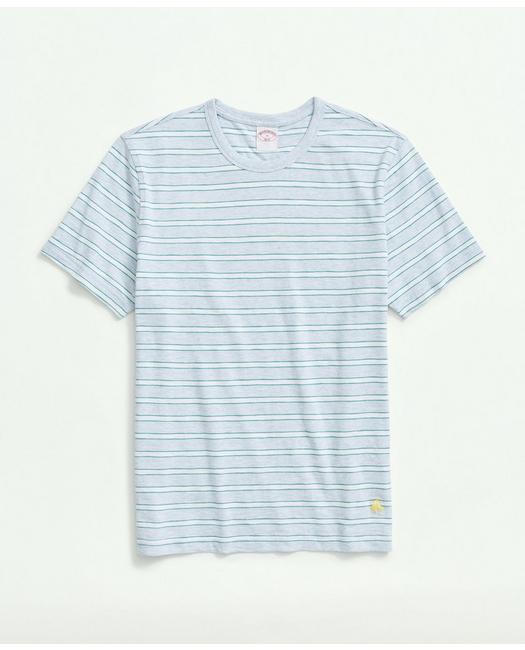 Brooks Brothers Men's Washed Cotton Tie Stripe T-Shirt Blue