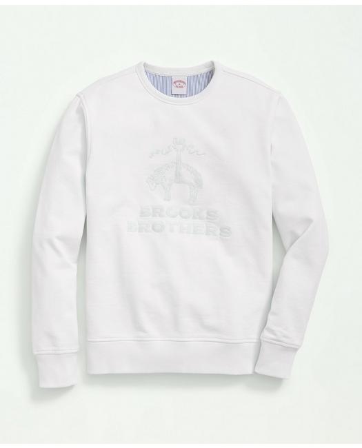 Brooks Brothers Men's Cotton French Terry Golden Fleece Embroidered Sweatshirt White