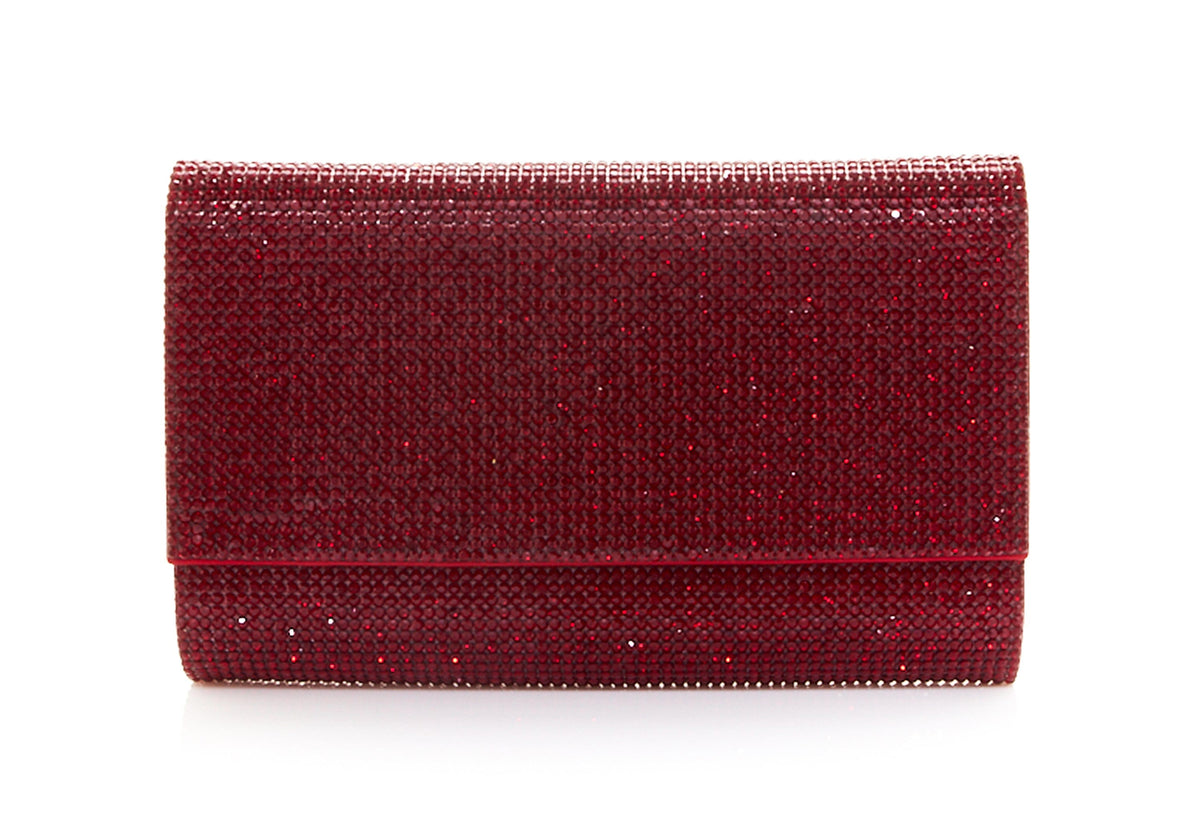 Judith Leiber Couture Judith Leiber Dark  Envelope Fizzoni Crystal Clutch Red