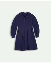 Brooks Brothers Girls Cotton Long Sleeve Polo Dress Navy