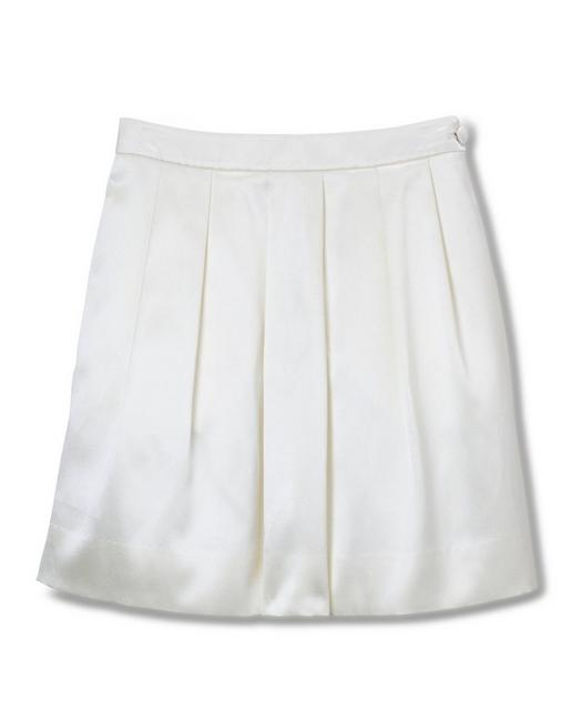 Brooks Brothers Girls Solid Silk Cotton Satin Skirt Vanilla Ice