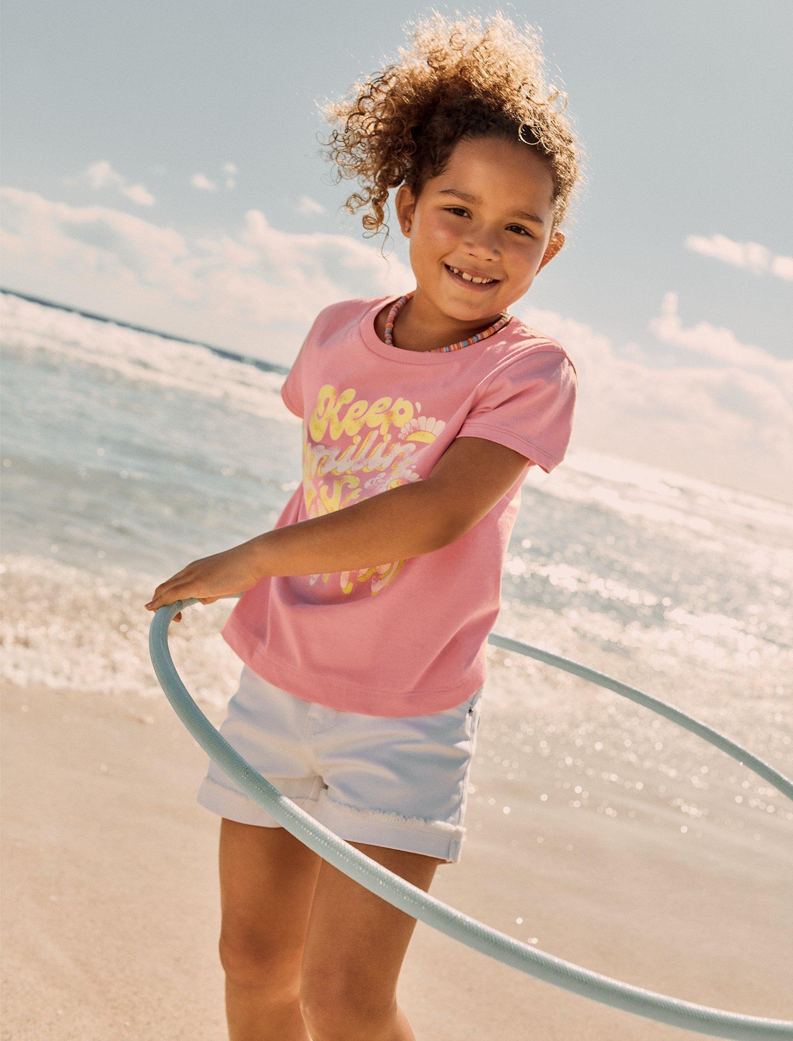 Lucky Brand Girls Keep Smiling Tee Magenta Colorblock