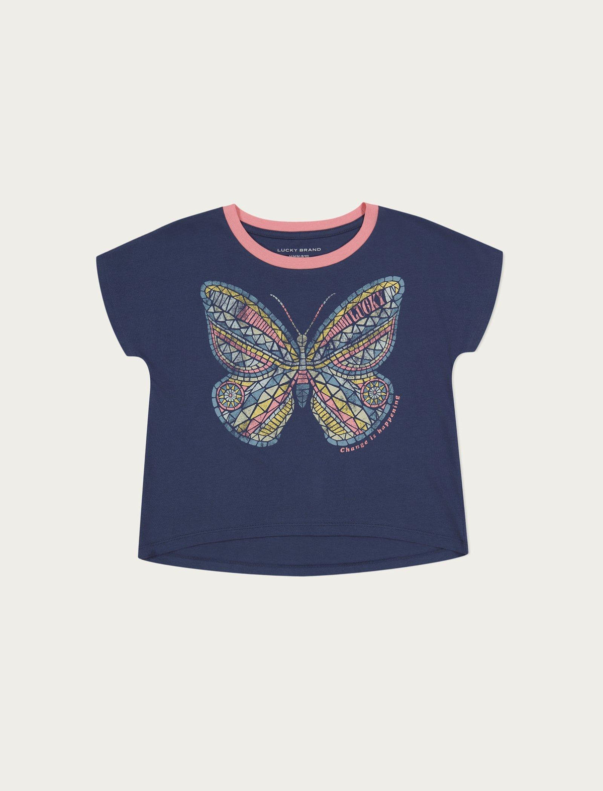 Lucky Brand Girls Mosaic Butterfly Tee Pw Denim