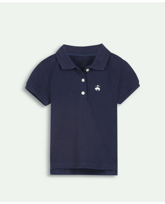 Brooks Brothers Girls Cotton Pique Polo Shirt Navy