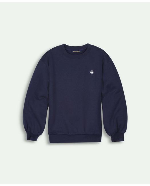 Brooks Brothers Girls Cotton Embroidered Crewneck Sweatshirt Navy