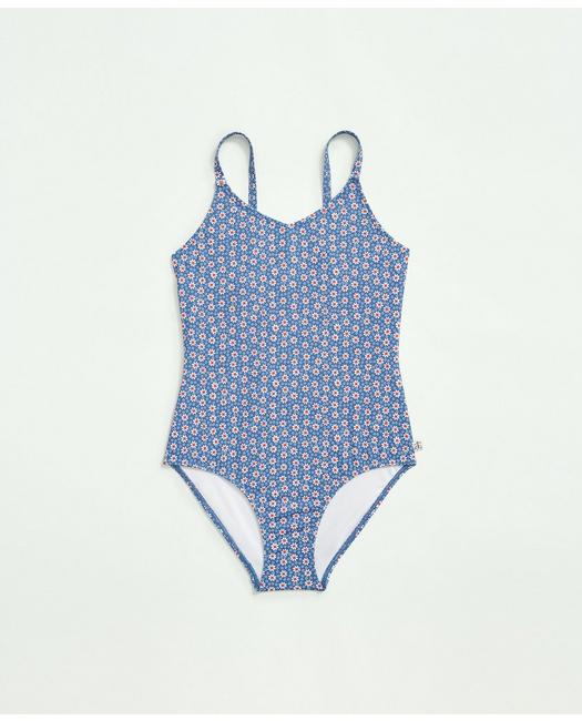 Brooks Brothers Girls Floral Swimsuit Navy