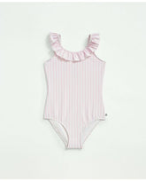 Brooks Brothers Girls Striped Swimsuit Pink
