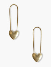 Lucky Brand Safety Pin Heart Earrings Gold