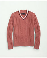 Brooks Brothers Girls Cotton Cable Tennis Sweater Dark Pink