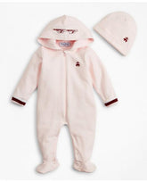 Brooks Brothers Girls Hooded Footie & Hat Set - 6 Months Pink