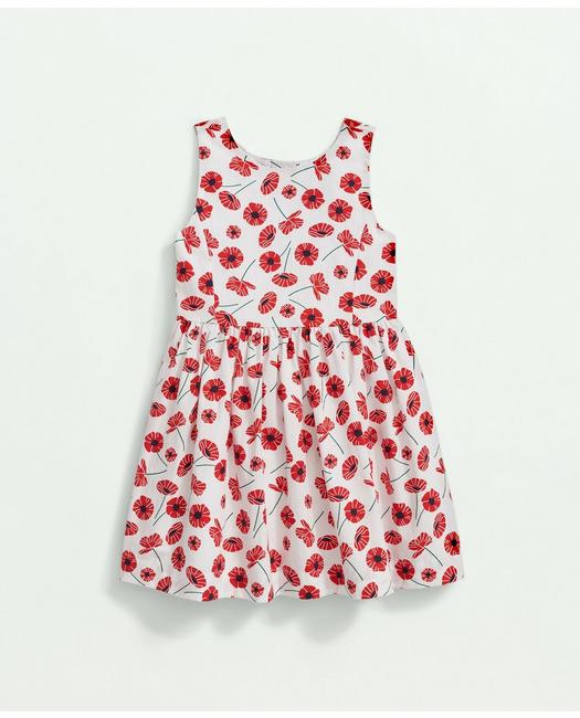 Brooks Brothers Girls Cotton Poppy Print Fit & Flare Dress Red