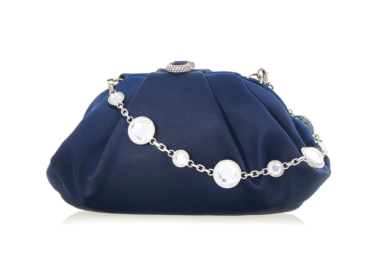 Judith Leiber Couture Judith Leiber Gemma Satin Clutch Navy