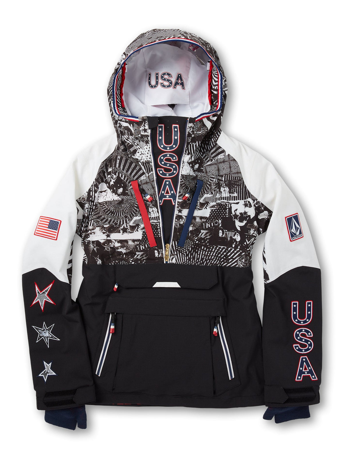 Volcom USA Brighton Pullover Women's Snowboarding & Ski Jacket Black White