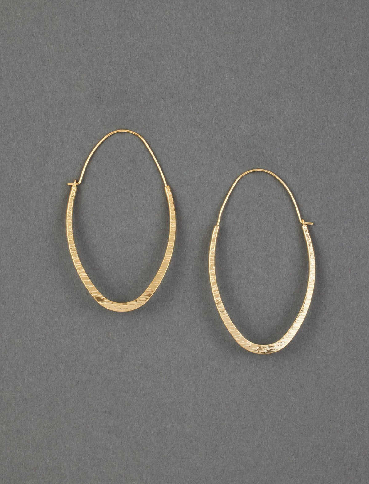 Lucky Brand Hammered Oval Hoop Gold