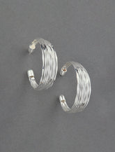 Lucky Brand Hammered Wire Hoop Silver