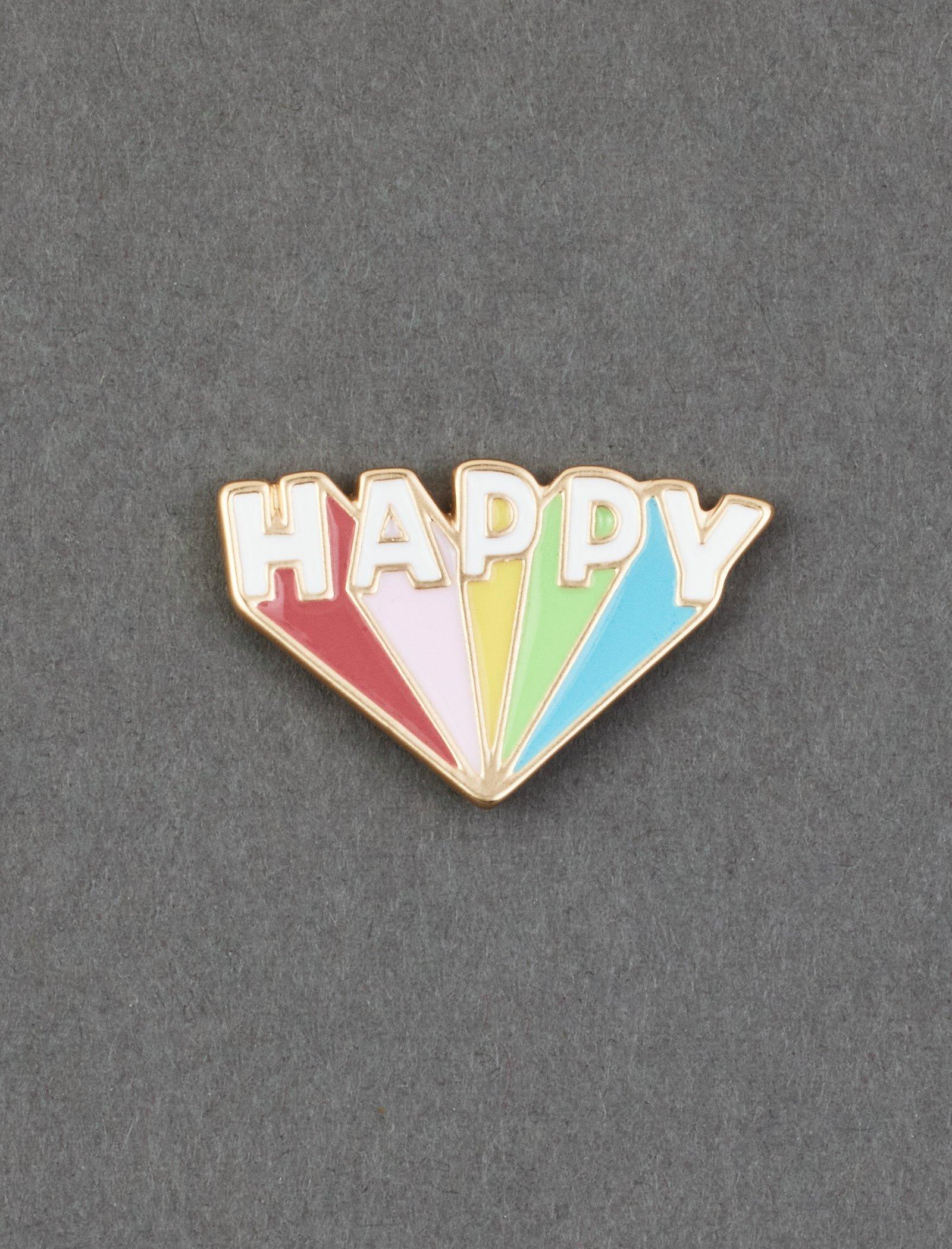 Lucky Brand Happy Rainbow Enamel Pin Gold