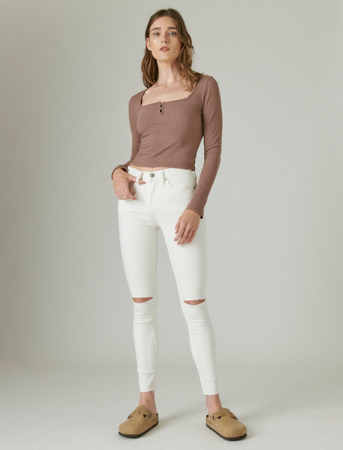 Lucky Brand High Rise Bridgette Skinny Jean Bright White Dest Ct